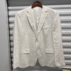 Lauren Ralph Lauren Mens White Linen Blend Blazer Suit Jacket Sport Coat Sz 44R